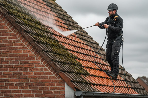 Démoussage de toiture en tuiles à Tourlaville par un artisan certifié